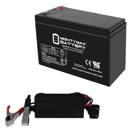 12V 8AH SLA Battery Replacement For Newark NP8-12 With 12V 1Amp Charger